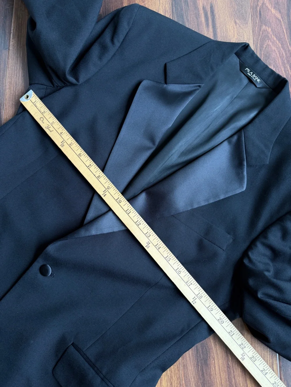 Jos A Bank 100% Wool Formal Wear Jacket 42R Black Satin Notch Lapel 1 Button